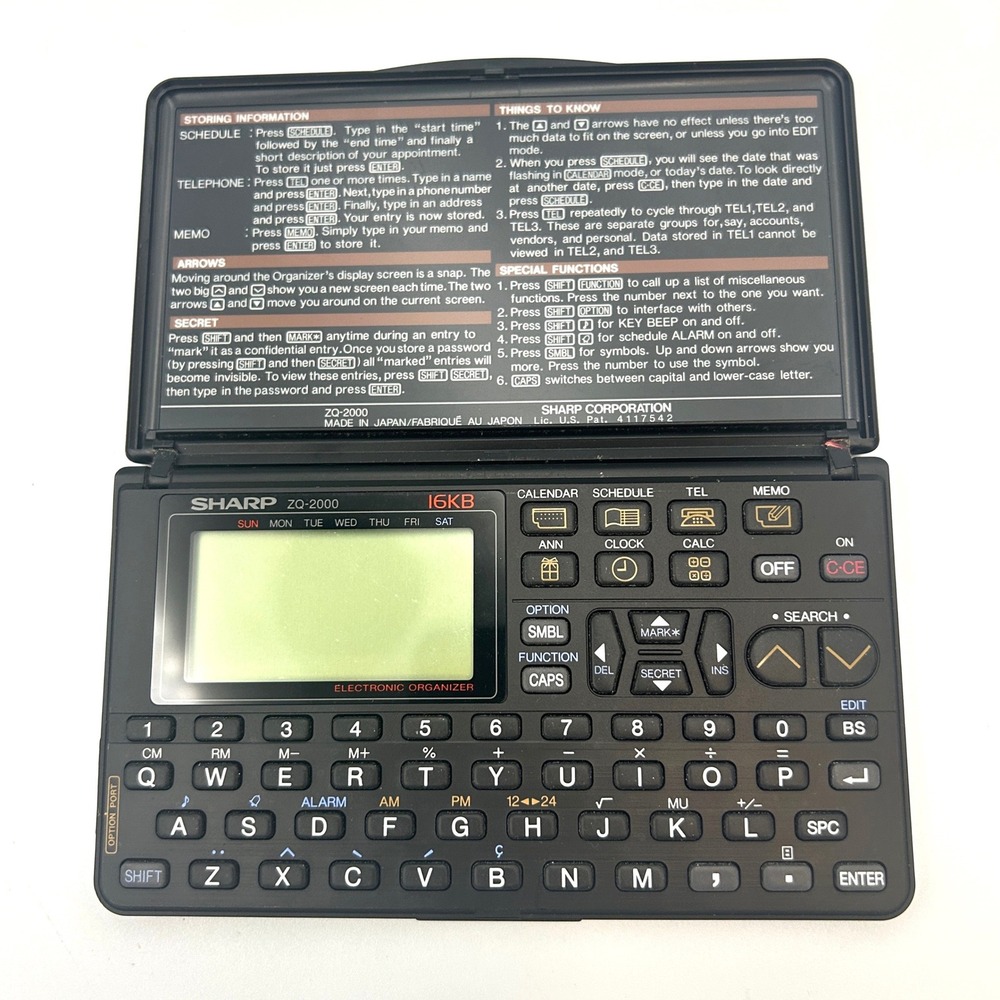 Vintage Sharp ZQ-2000 16KB Electronic Organizer PDA LCD Issue For Parts Repair